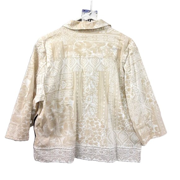 Drapers & Damons Woman's Top Size 14P, Pockets, Beige/White, Button Closure - Picture 2 of 8